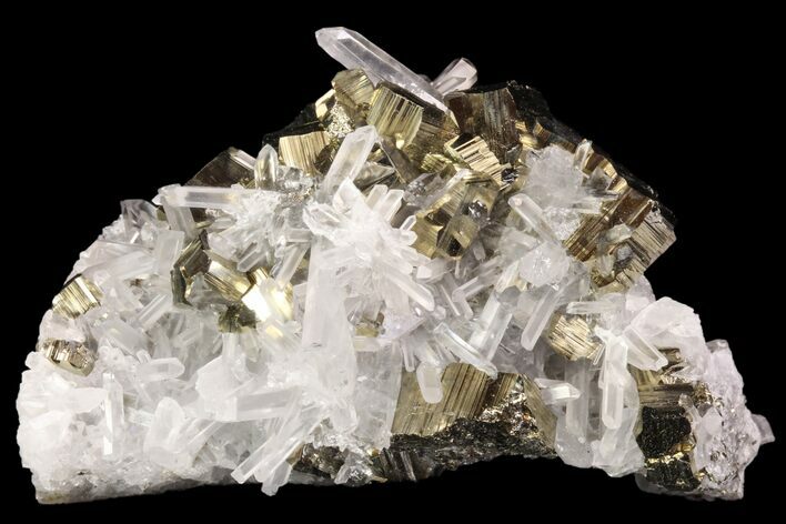Quartz Crystal Cluster With Gleaming Pyrite - Peru #87743